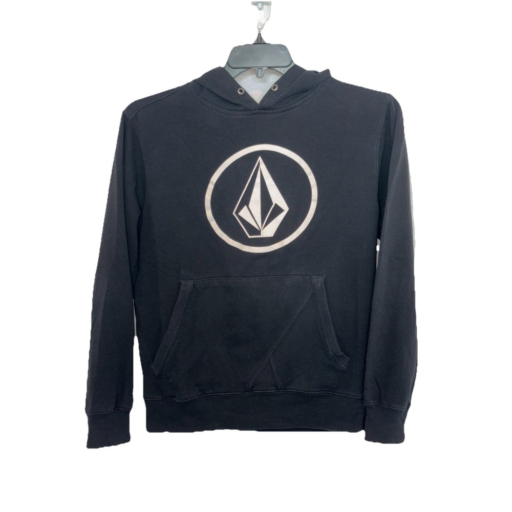 Volcom Hoodie Mens SM Pullover Sweatshirt Black Stone Logo Graphic